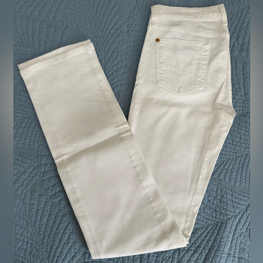 7 For All Mankind Women's white Straight Leg Jeans